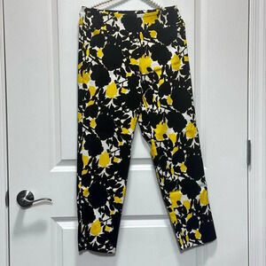Estelle and Finn Ponte Pants Women 4 Flat Front Black Yellow White Geometric USA